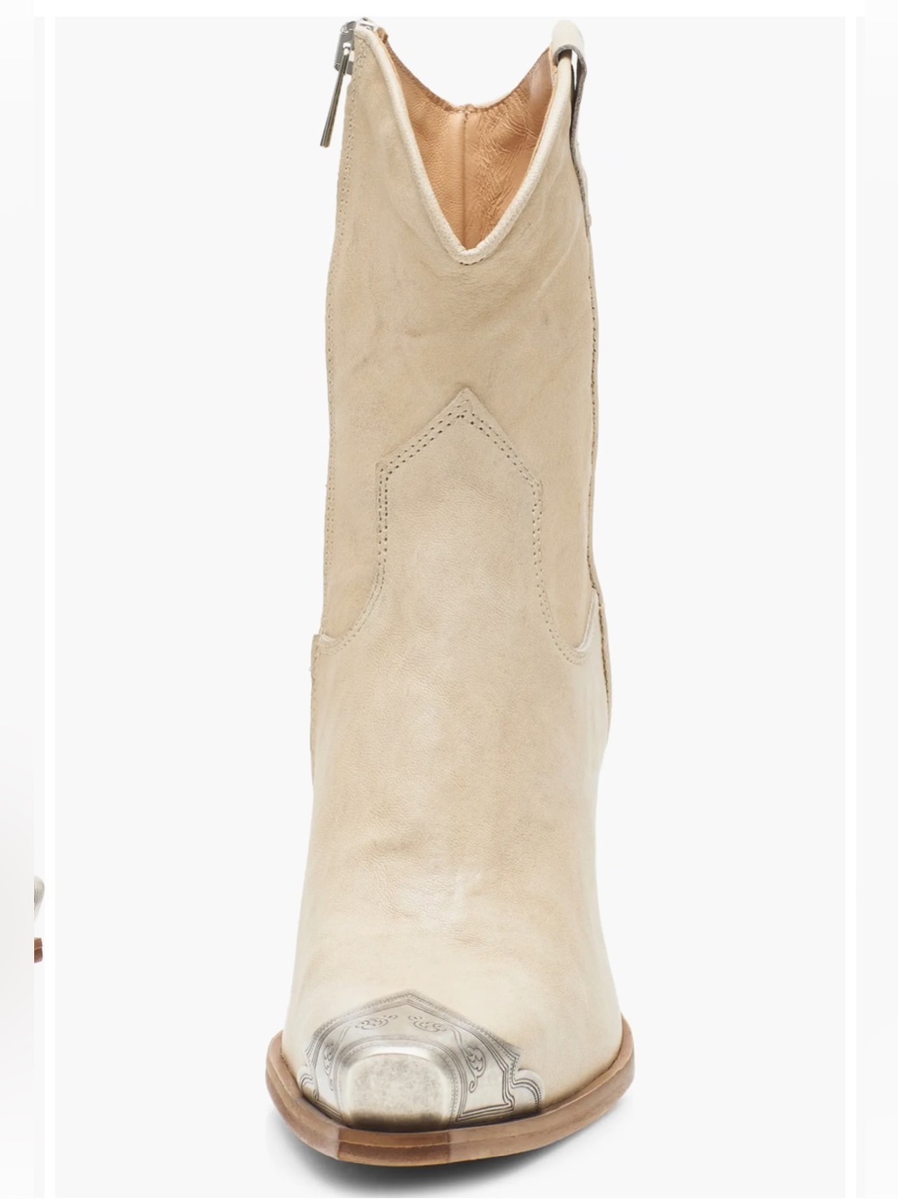 Bone Western Ankle Boots with Metallic Toe - Picture 7 of 8